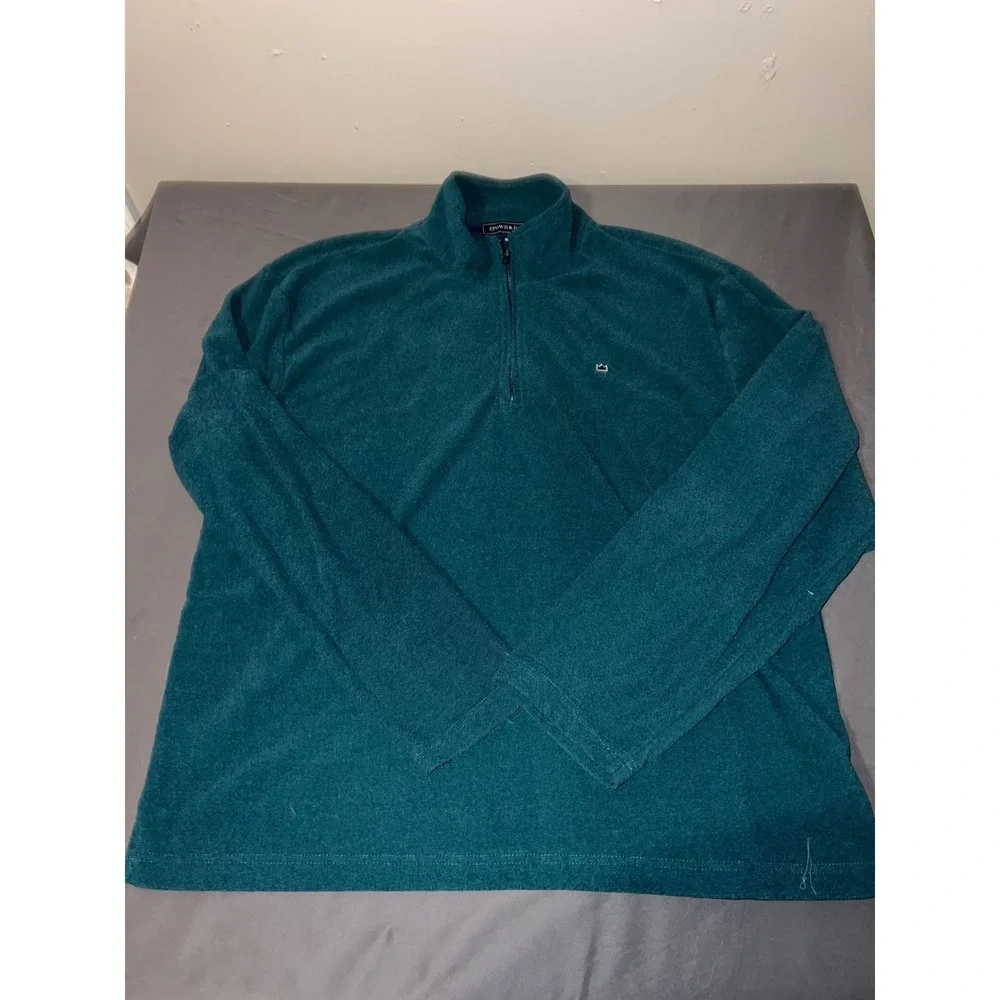 Crown & Ivy Mens XL Teal Green Heather Quarter Zip Fleece Pullover